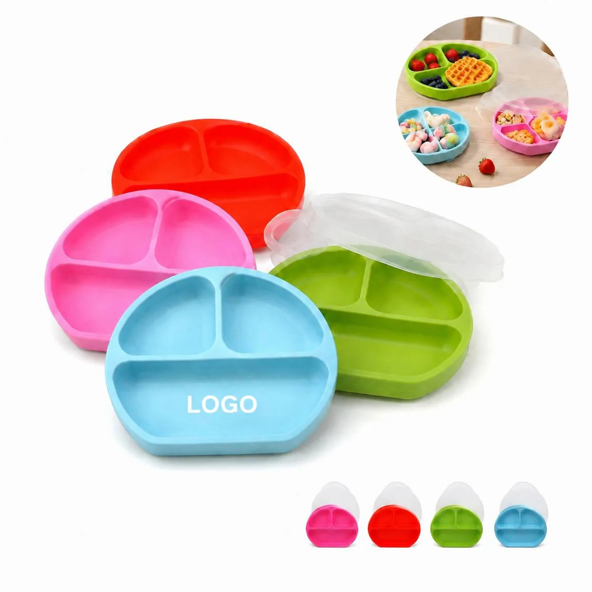 Colorful Silicone Toddler Plate Non-Slip Easy Clean