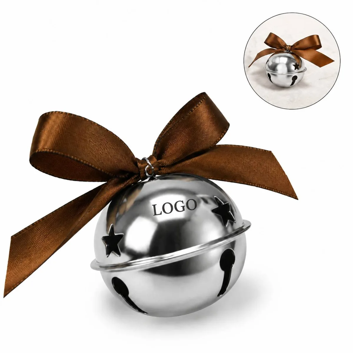 Christmas Bell Ornament with Ribbon Loop for Tree Decor
