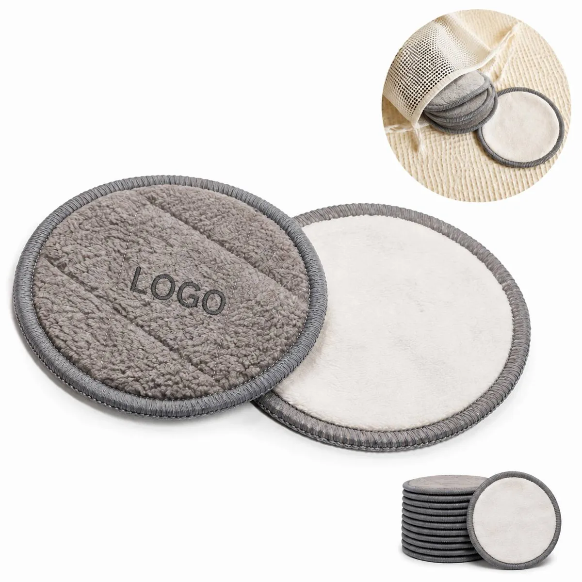 Sustainable Reusable Charcoal Bamboo Face Pads, Zero