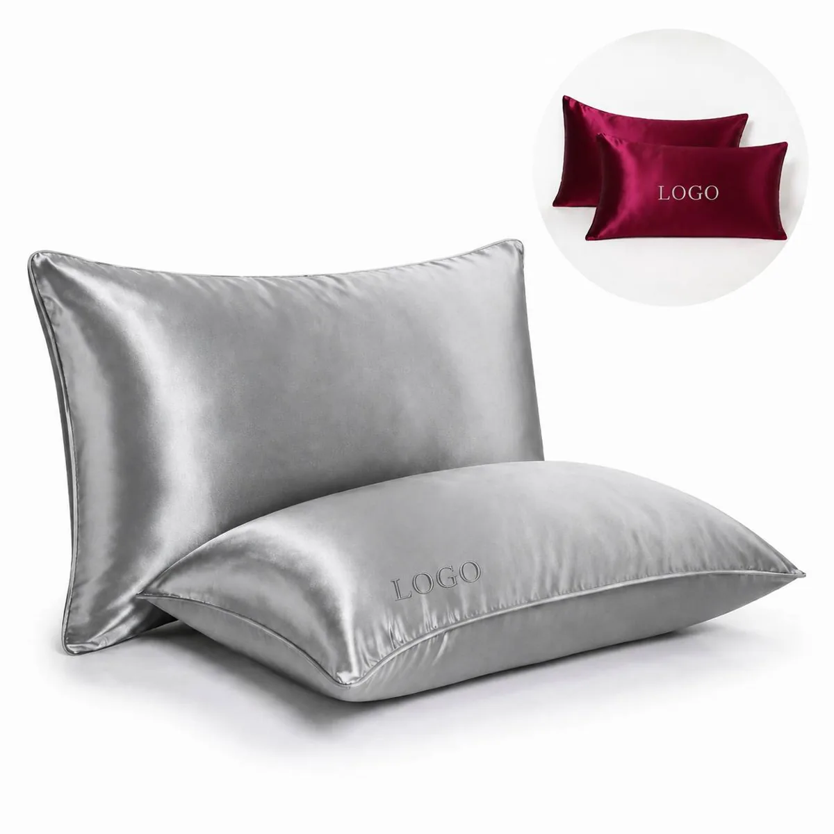 Luxurious Satin Pillowcase Set Two Pack Soft Silky Bed