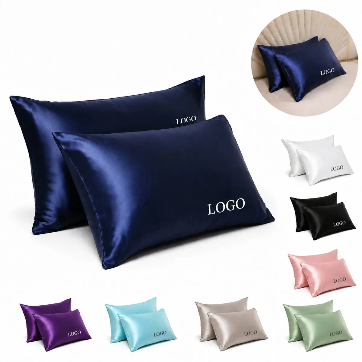 Faux Silk Pillowcases, Envelope Closure, 2 Count, Hair
