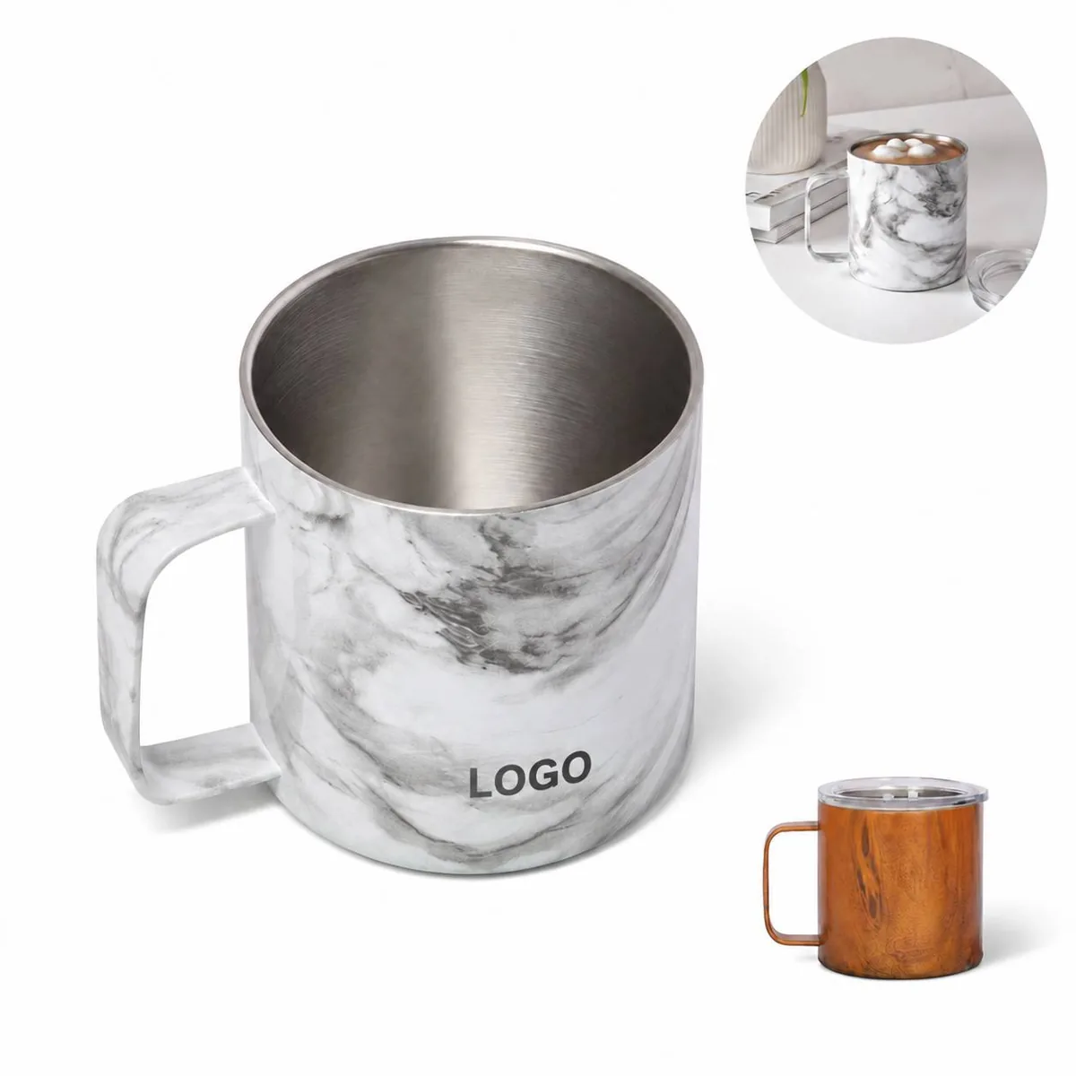 Rustic Wood Grain Ceramic Mug, Customizable 12oz