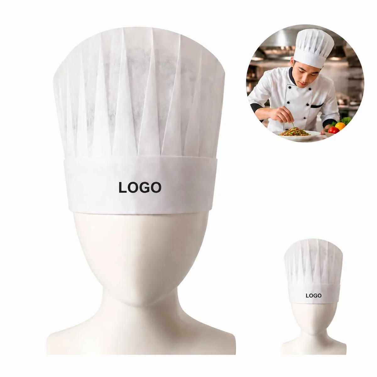 Disposable Chef Hat Non Woven 60g Elastic Band