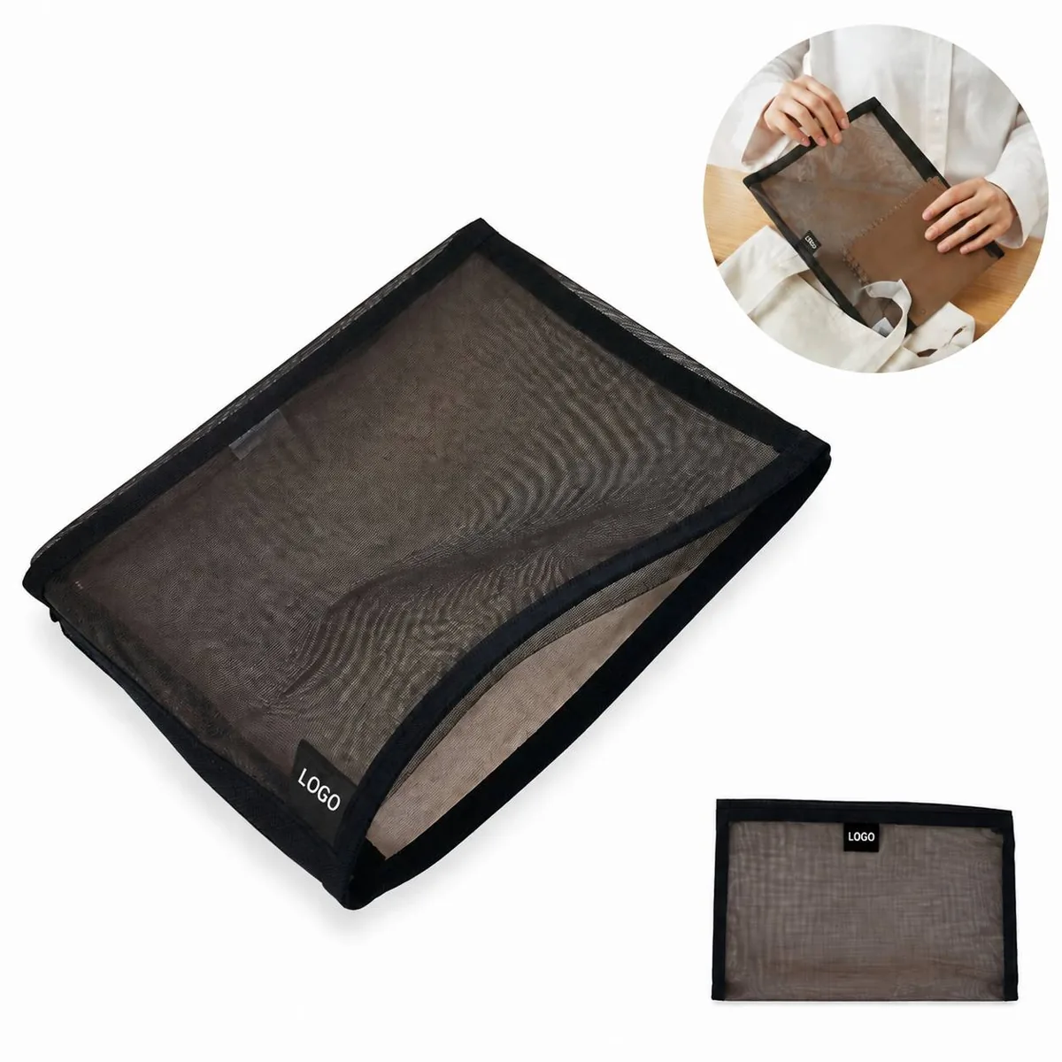 Outdoor Mesh Storage Pouch with Buckle for Backpack