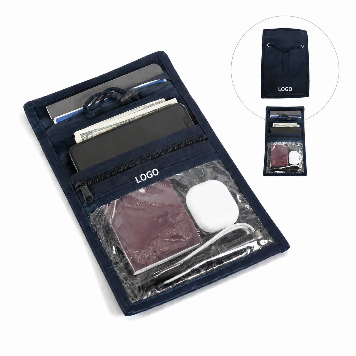 Zip Lanyard Wallet ID Card Holder with Durable Polyester PVC