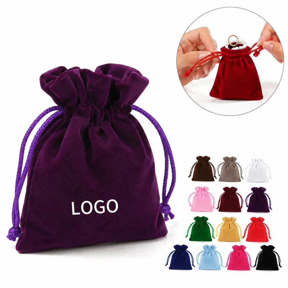 Luxurious Velvet Drawstring Pouches Jewelry Gift Storage