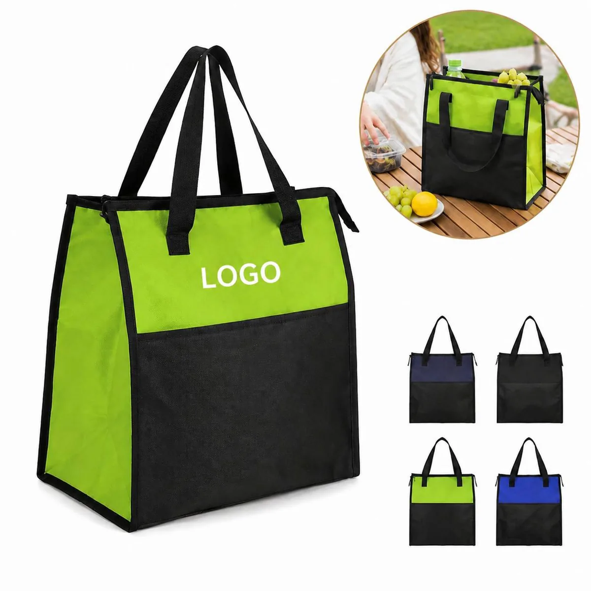 Insulated Cooler Tote with Foil Lining, Reusable Grocery