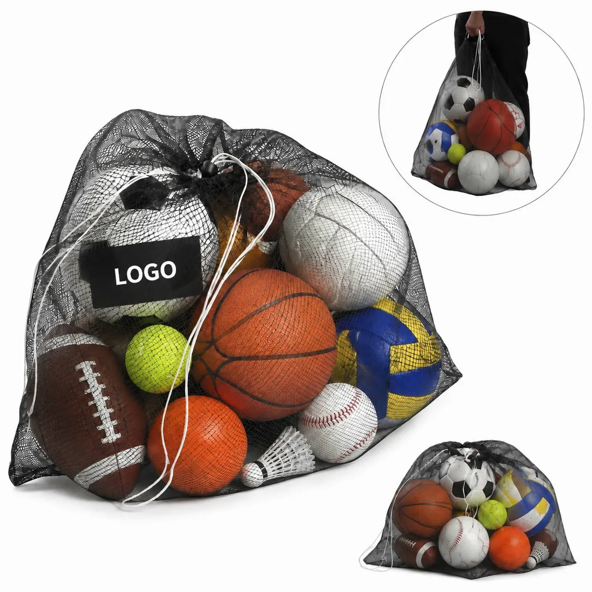 Sport Mesh Carryall Team Equipment Bag with Zippered Pocket