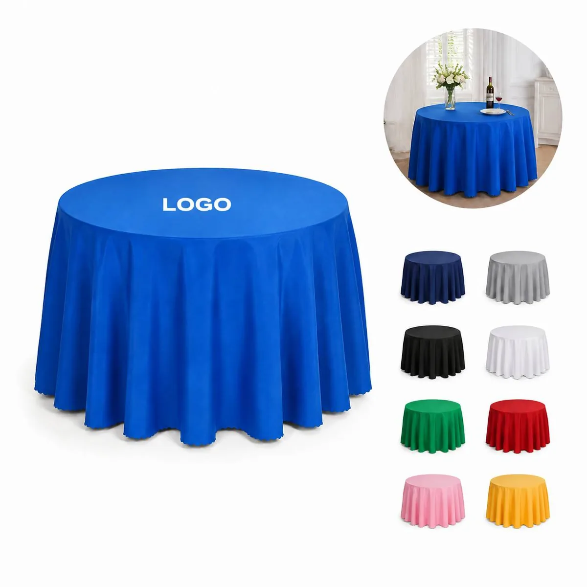Elegant Washable Polyester Round Tablecloth Burgundy