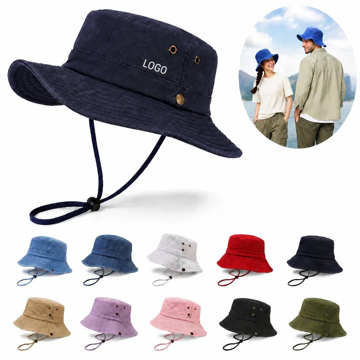 Women's Cotton Denim Bucket Hat UV Protection Breathable