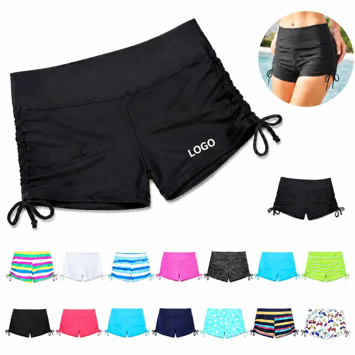 Women's High Waisted Tummy Control Swim Board Shorts