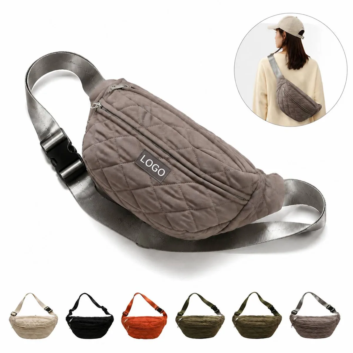 Lightweight Oxford Crossbody Sling Bag with Multi Pockets