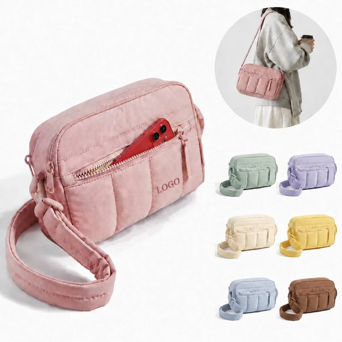 Women's Water Resistant Nylon Crossbody Handbag