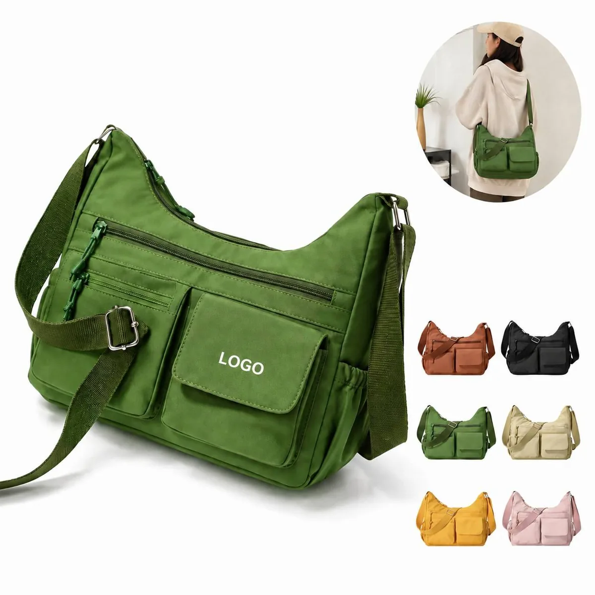 Women Nylon Crossbody Purse with Multiple Pockets