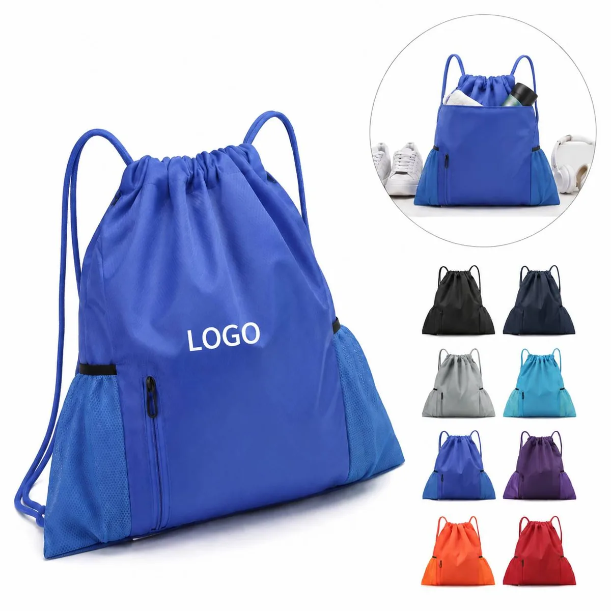 Oxford Cloth Water Resistant Drawstring Backpack