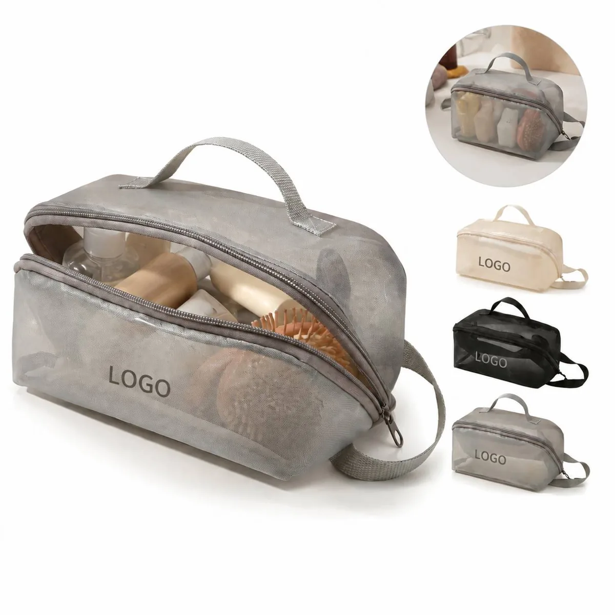 Travel Mesh Toiletry Organizer Pouch, Large Capacity