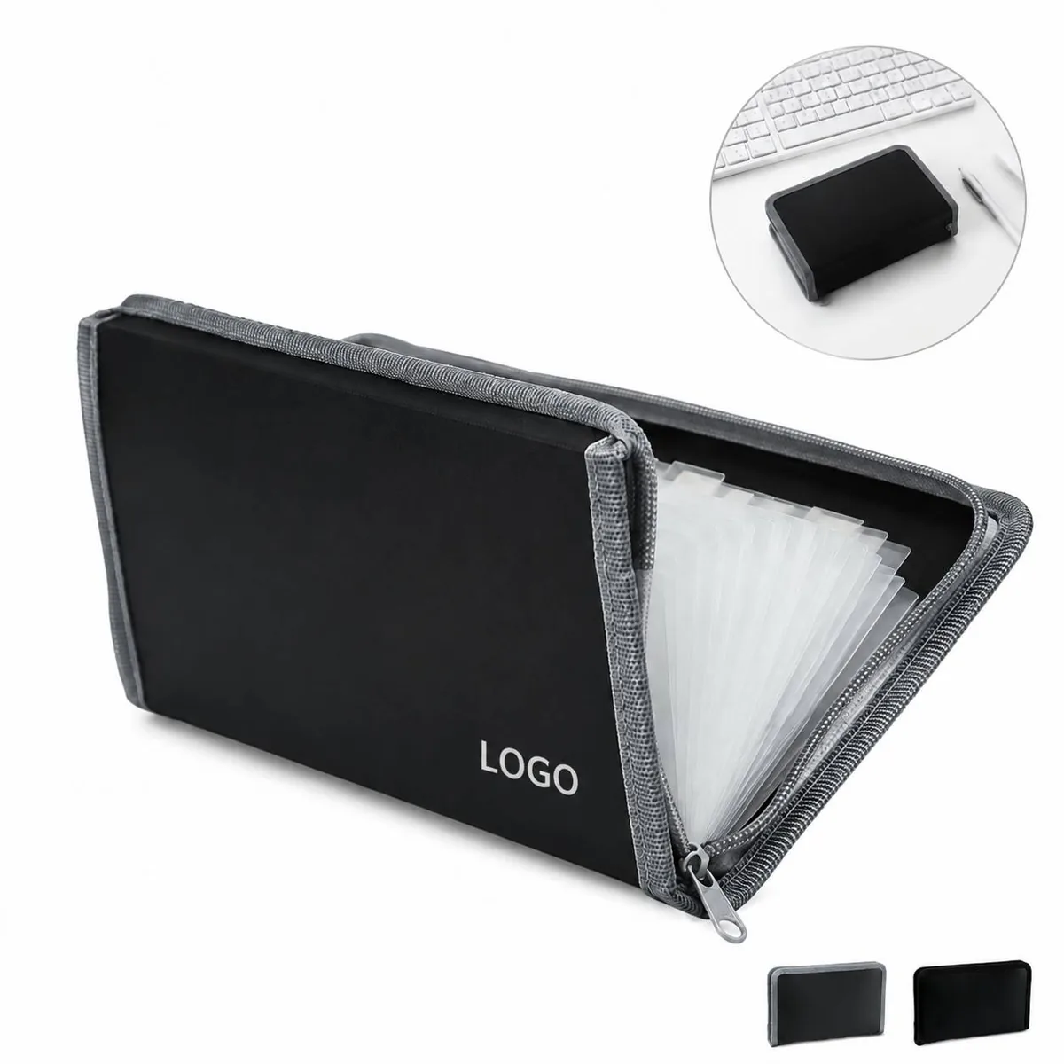 Expandable 13-Pocket Ticket Organizer Pouch, Zippered