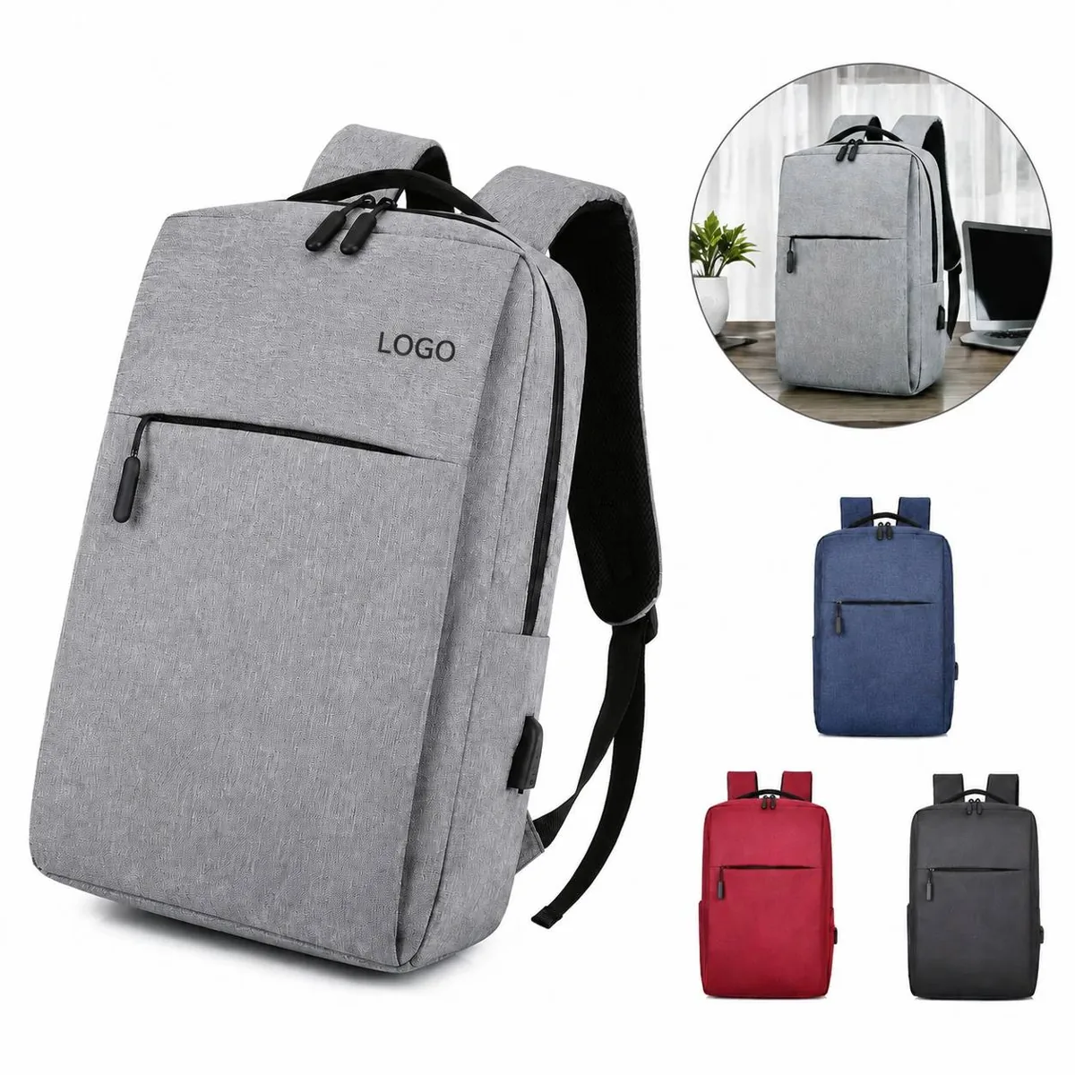 USB Charging Travel Laptop Backpack Water-Resistant Fit