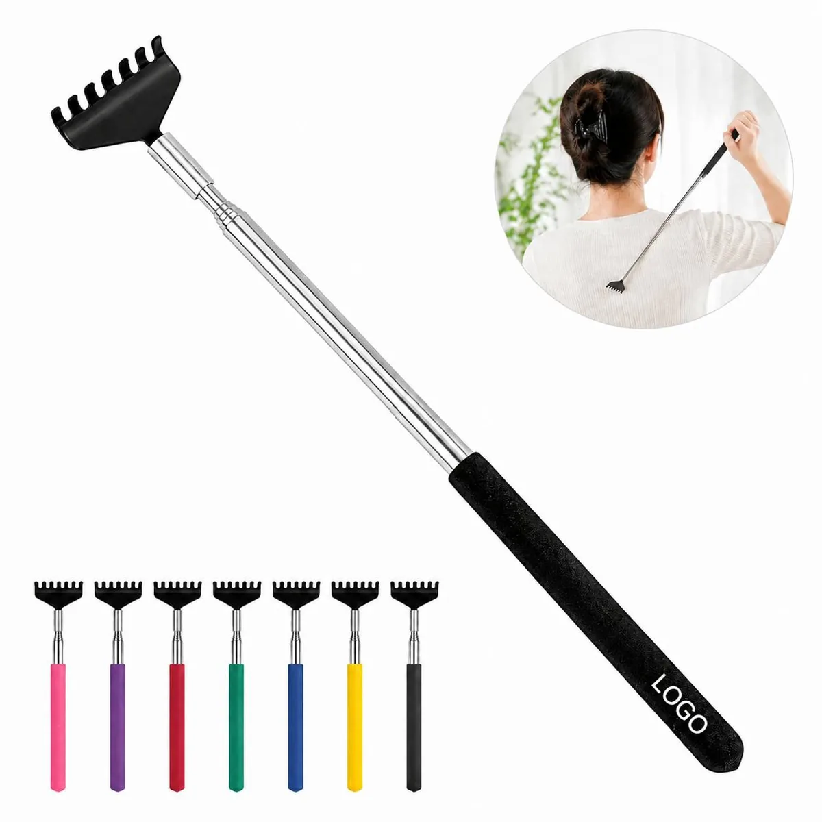 Extendable 7-Prong Metal Back Scratcher with Ergonomic