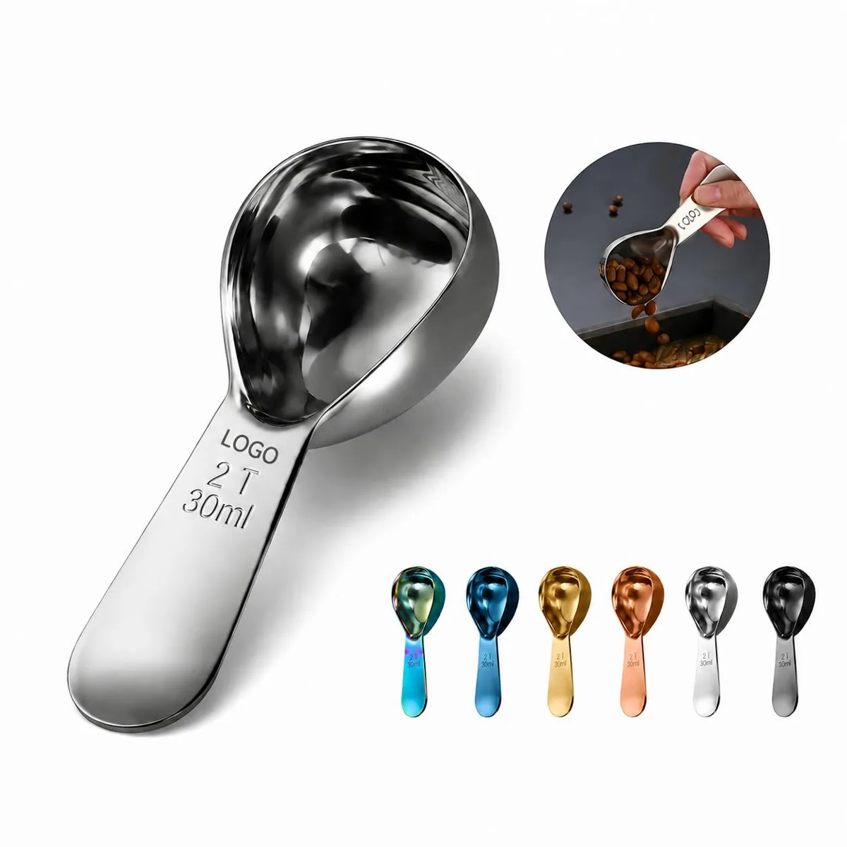 Mirror Polished Stainless Steel Coffee Scoop 30ml, Food