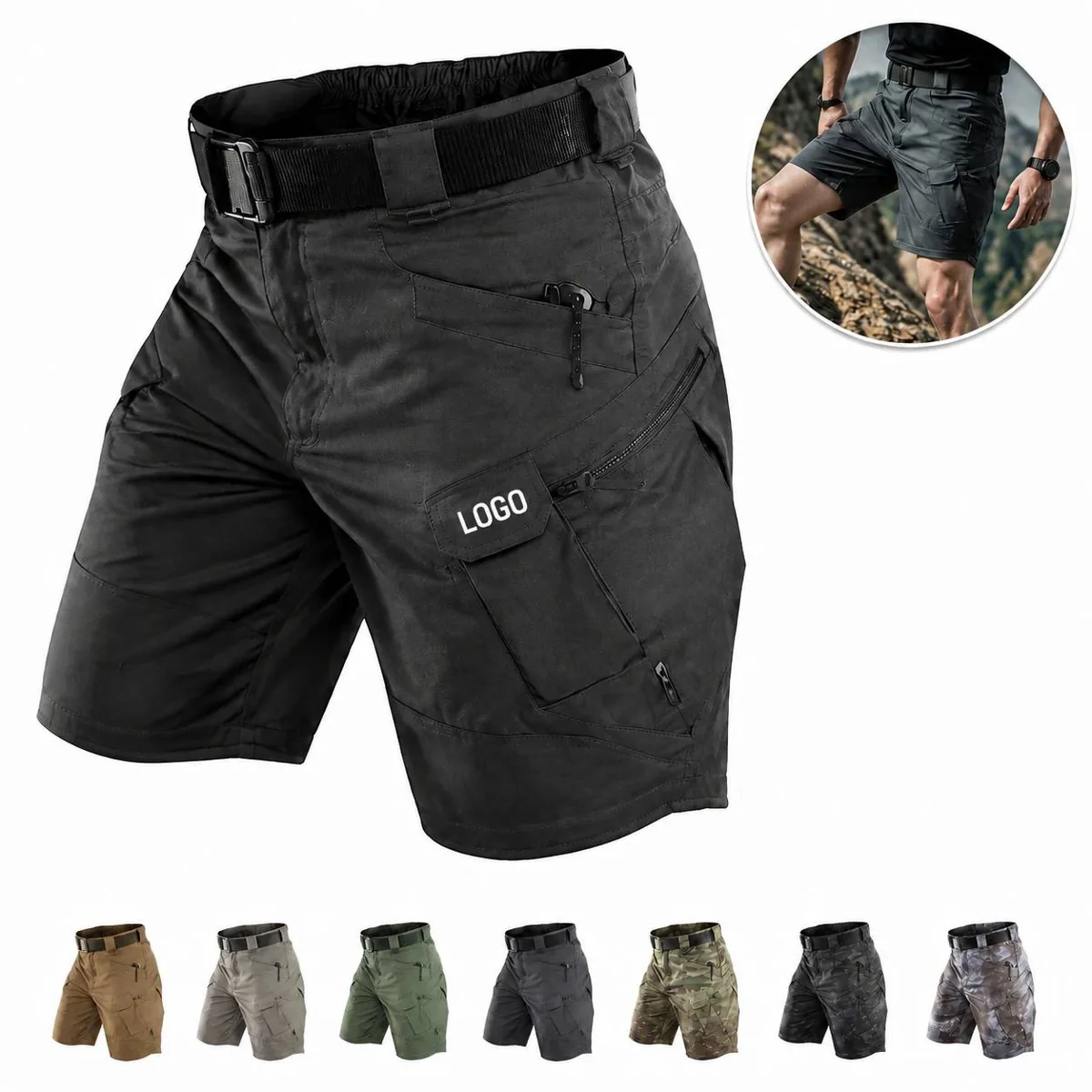 Quick Dry Waterproof Cargo Shorts with Multi Pockets