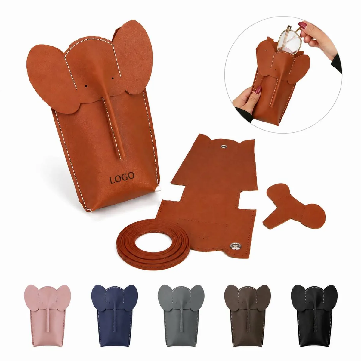 DIY Elephant Tote Bag Leather Craft Kit with Pre-Punched