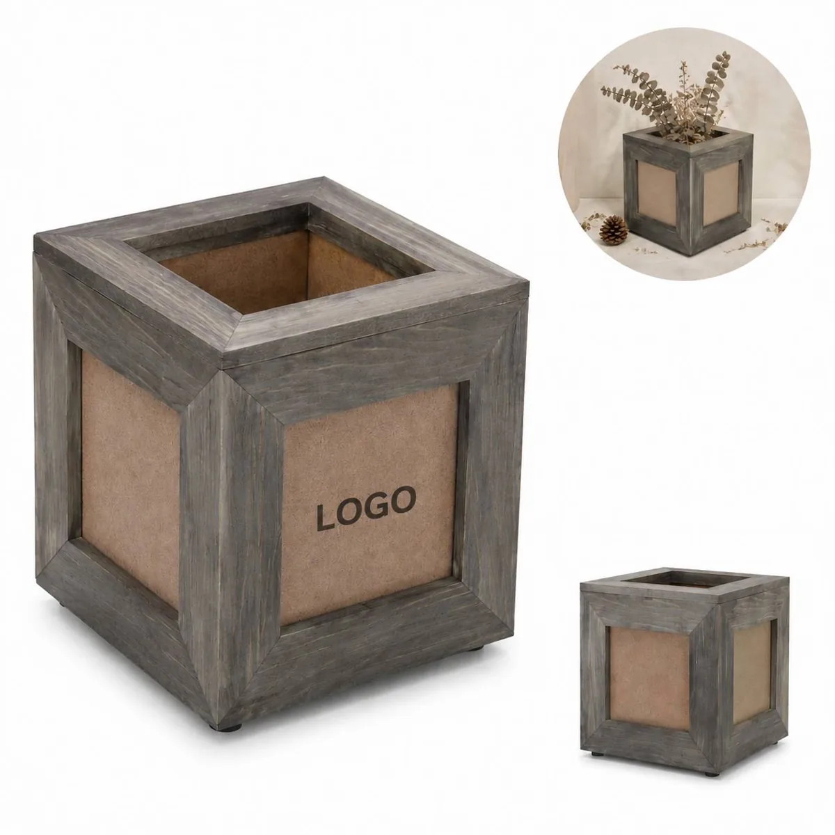 Personalized Wooden Photo Memory Cube with Hidden Storage