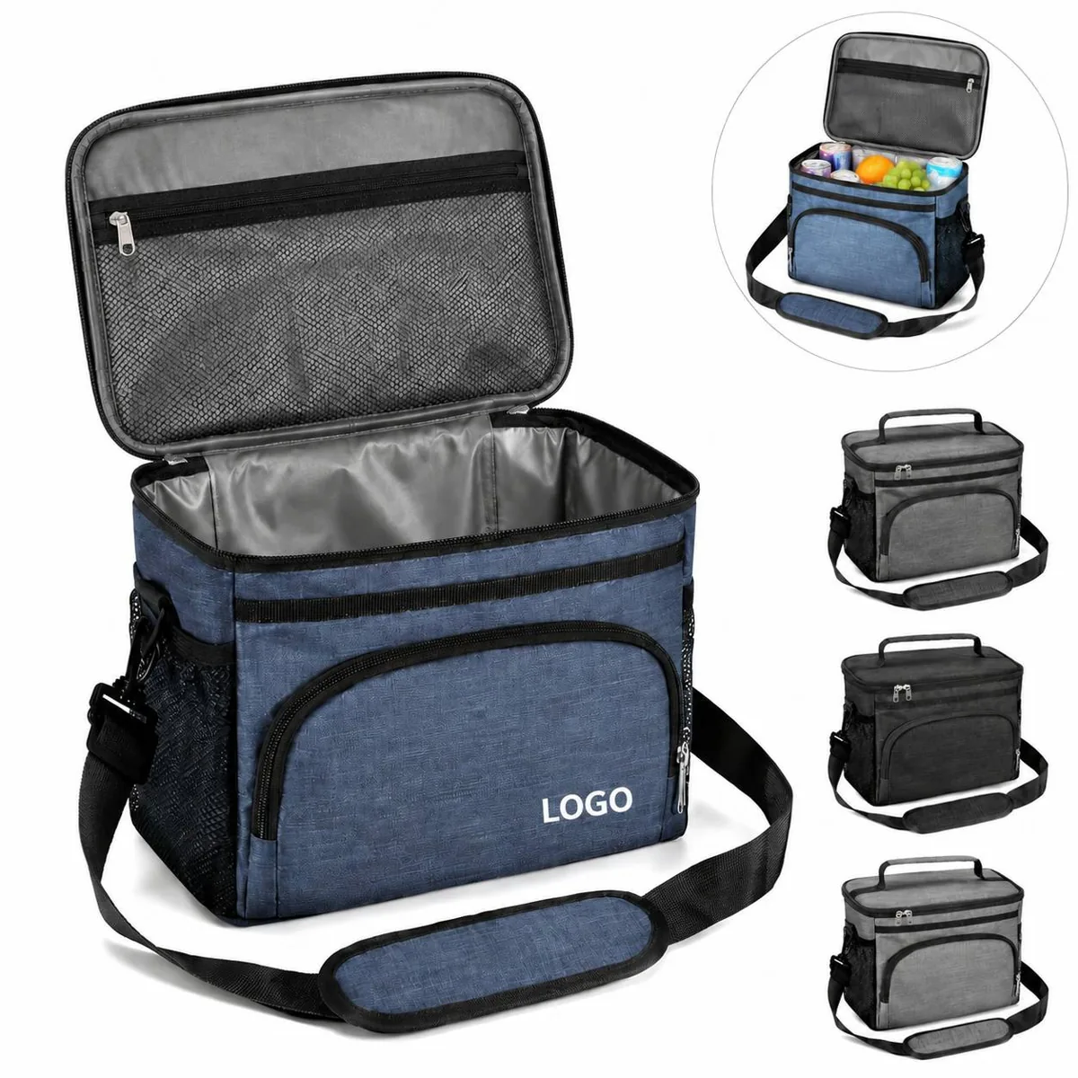 Reusable Insulated Lunch Bag with Adjustable Shoulder Strap