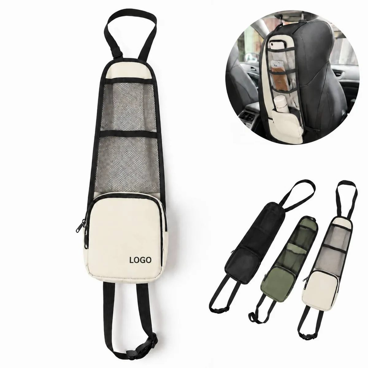 Car Seat Side Storage Organizer Pouch with Adjustable Straps