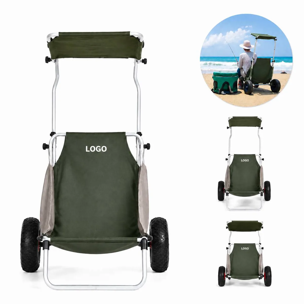 Heavy Duty Folding Aluminum Beach Wagon for Gear & Coolers