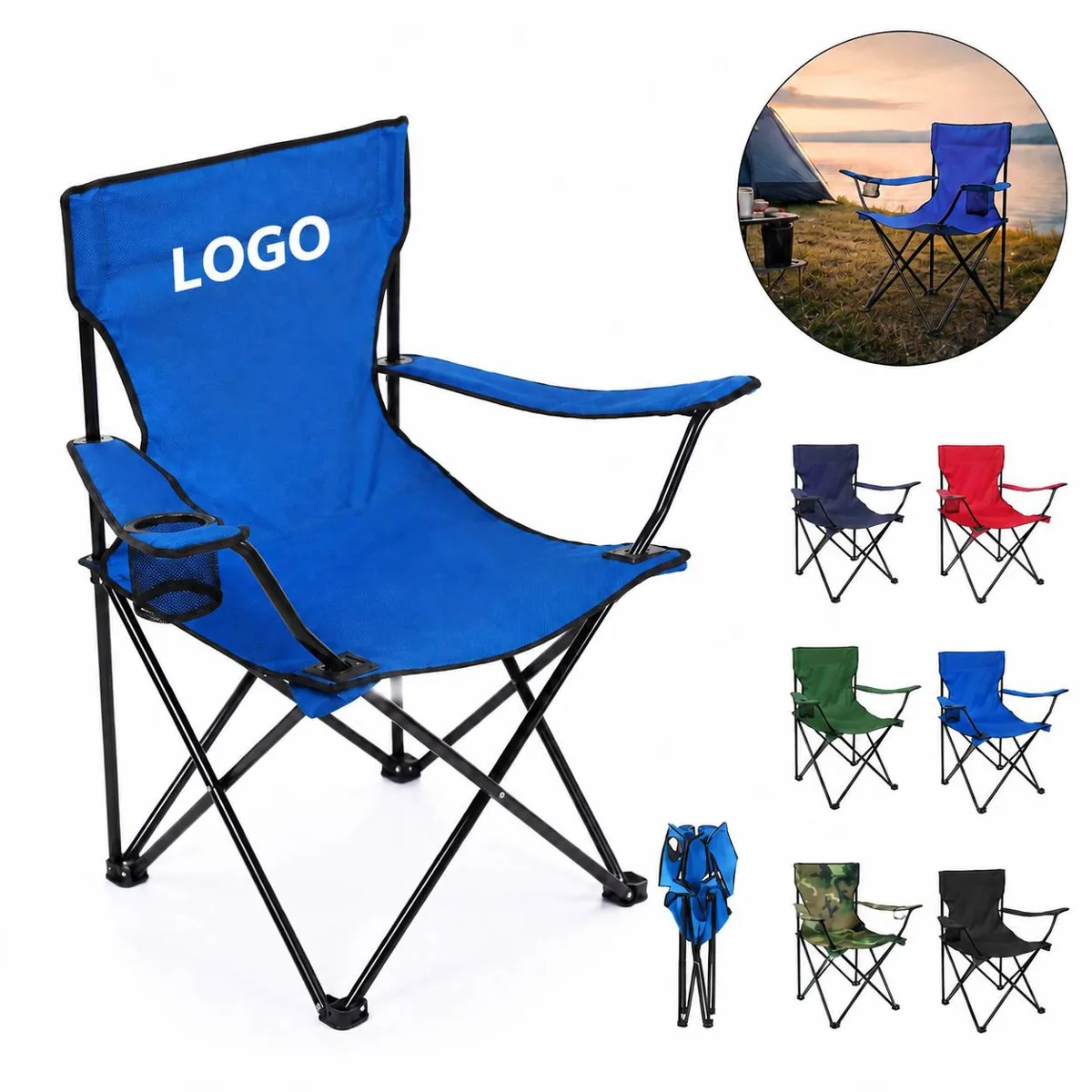 Portable Steel Frame Folding Camp Chair 600D