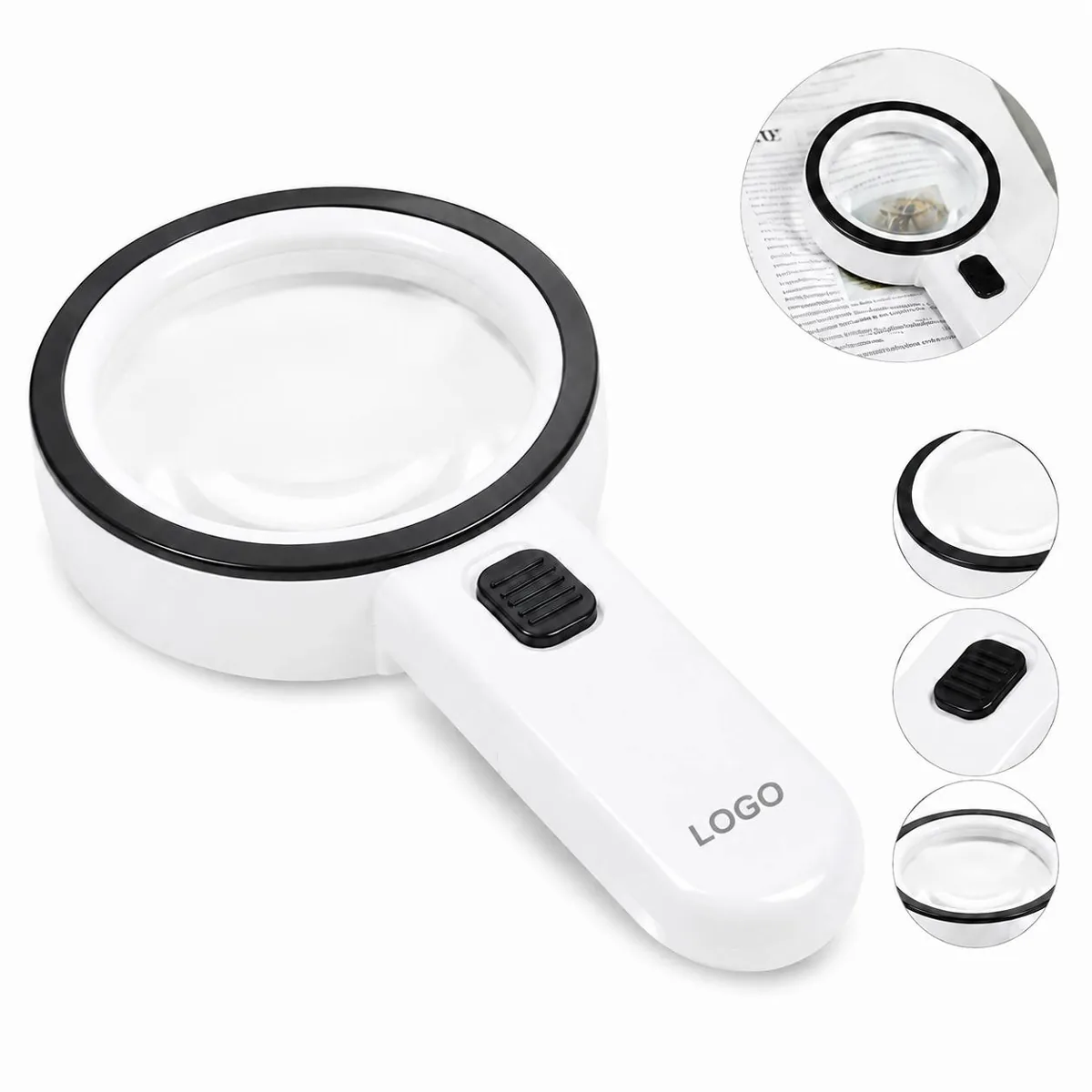Handheld 30x LED Reading Magnifier with 12 Bright Lights