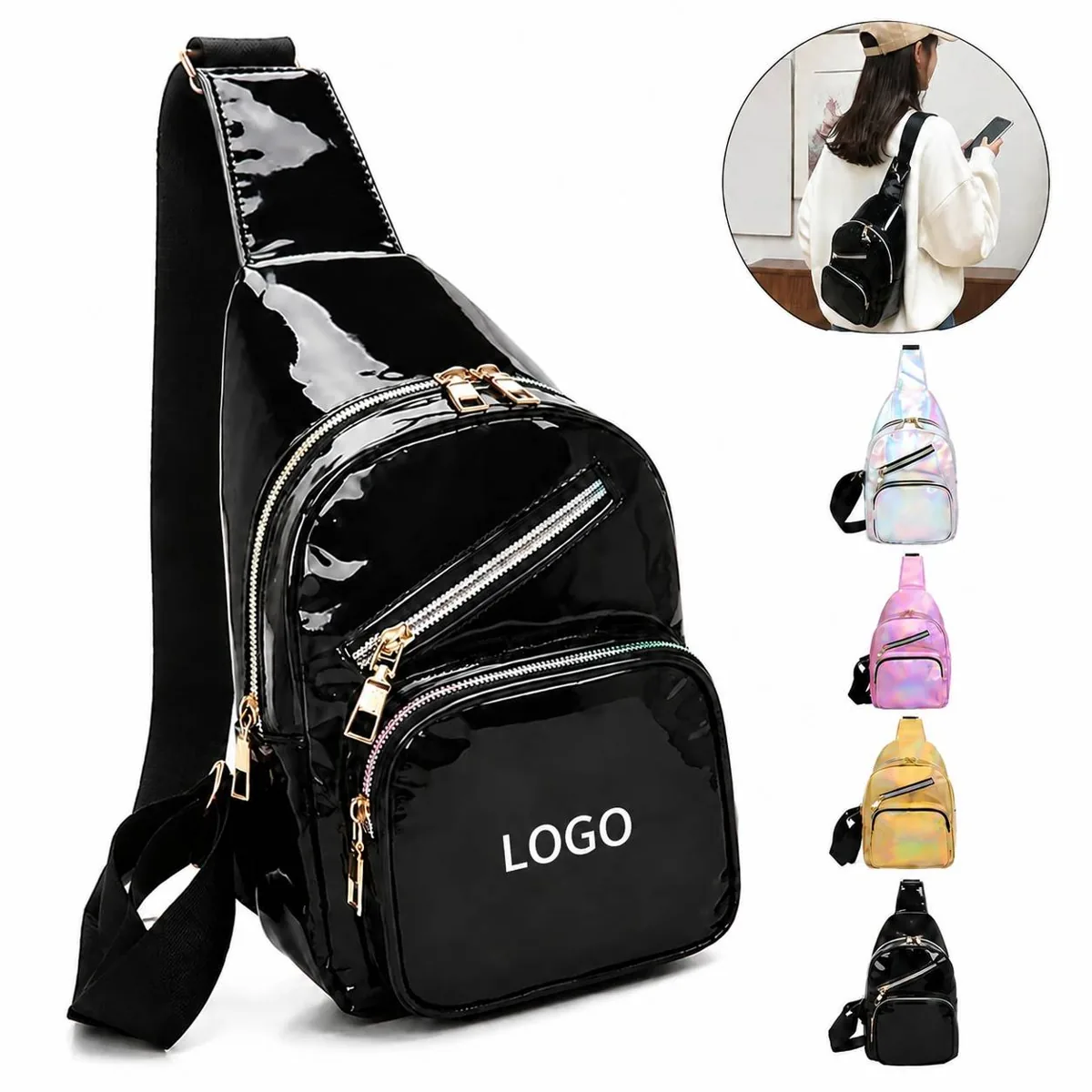 Rainbow Holographic Crossbody Sling Purse