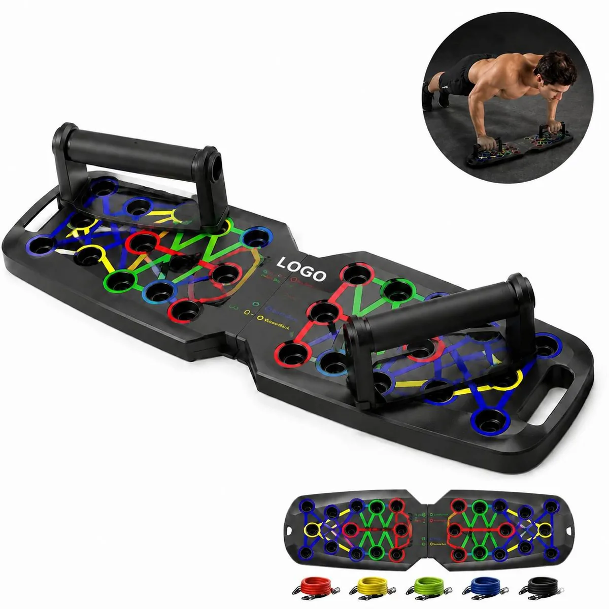 Foldable Push Up Board with Anti Slip Handle for Core