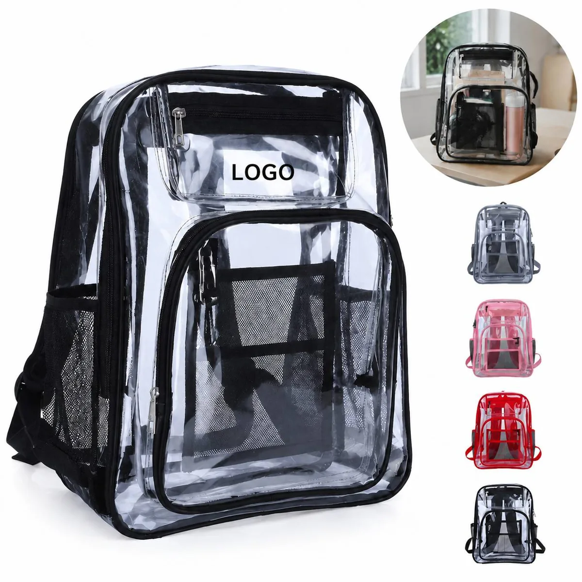 Transparent PVC See Through College Daypack Backpack