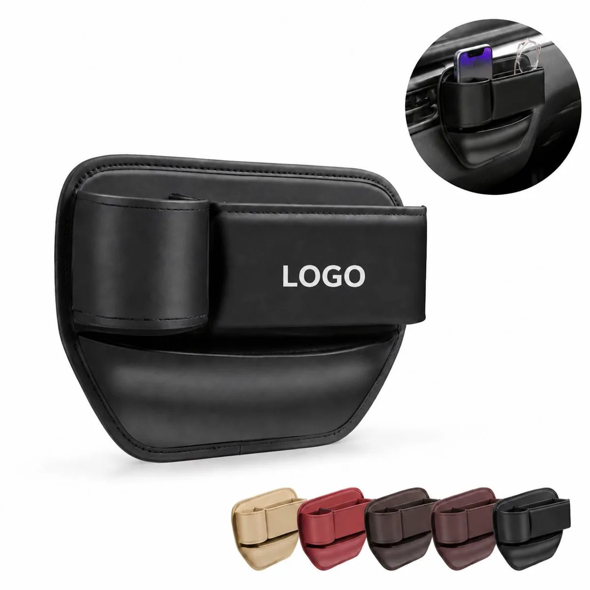 Premium Leather Car Seat Gap Filler Organizer
