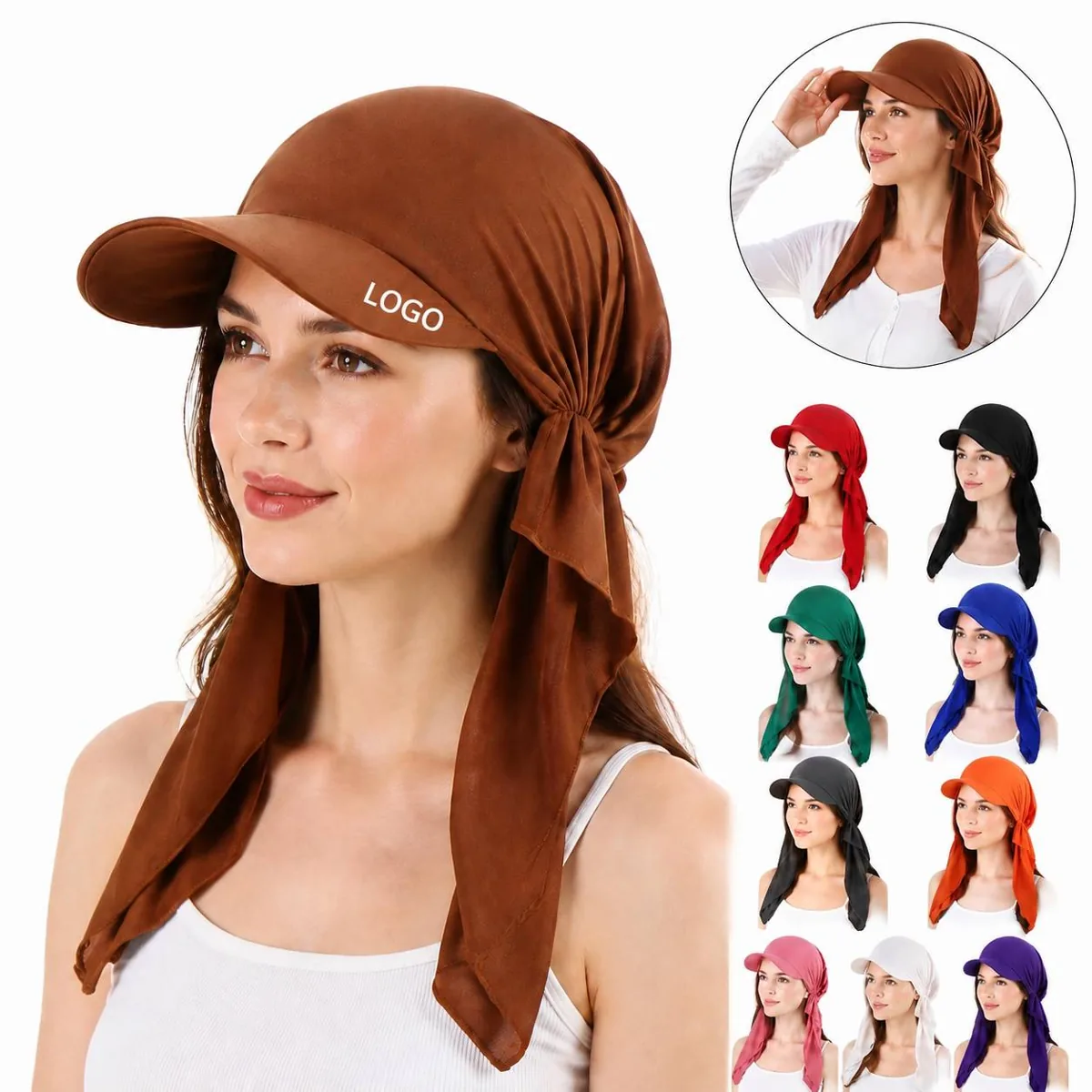 Women's Soft Knit Turban Headwrap Wide Brim Hat