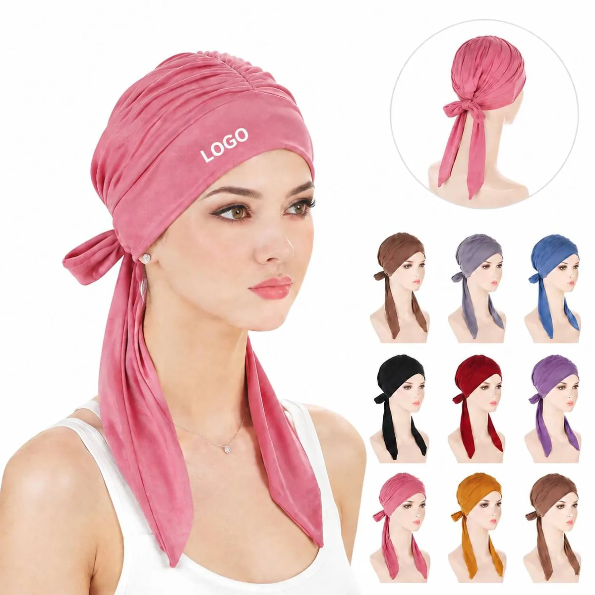Soft Breathable Pre-Tied Headwrap for Hair Loss Recovery