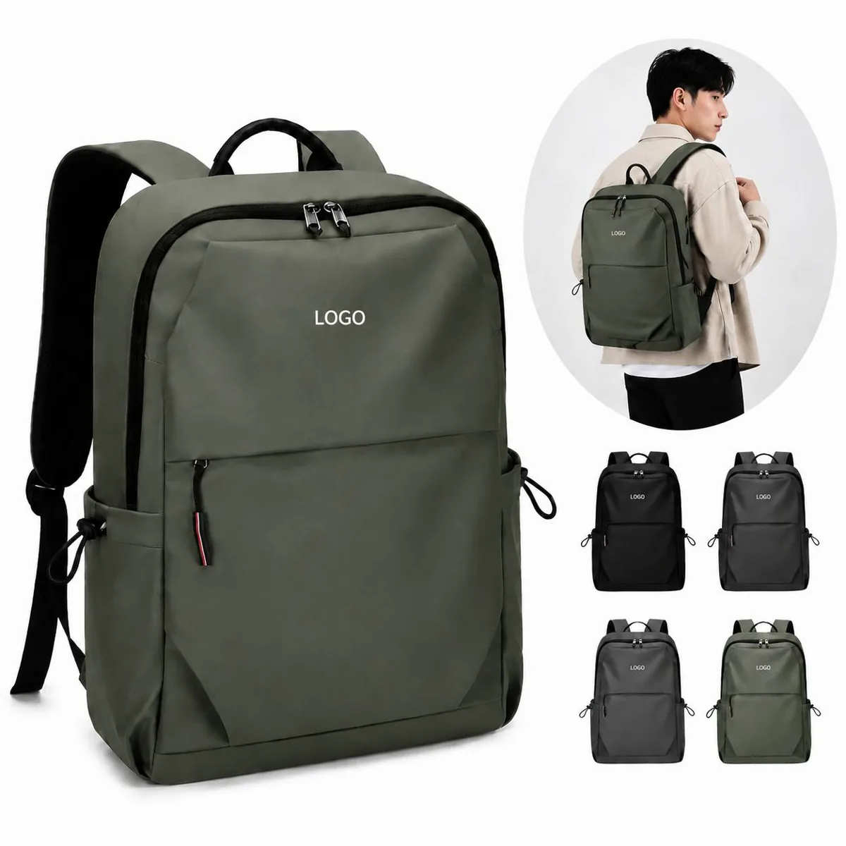 Men Casual Everyday Backpack Lightweight PU Leather Laptop
