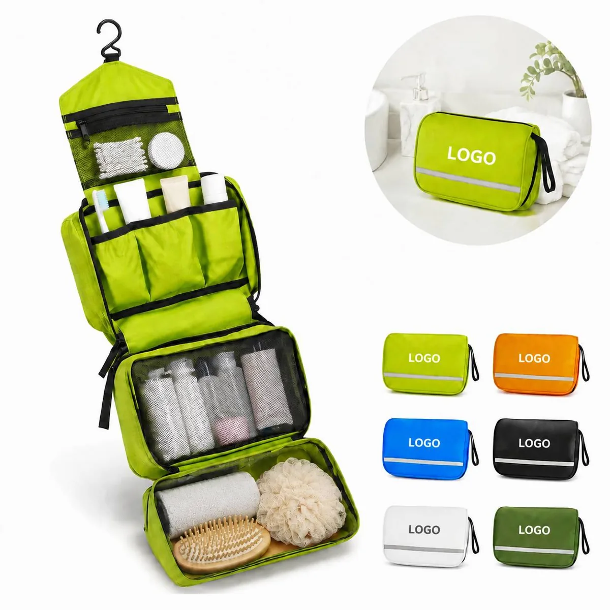 Waterproof Hanging Travel Toiletry Bag Organizer with Hook