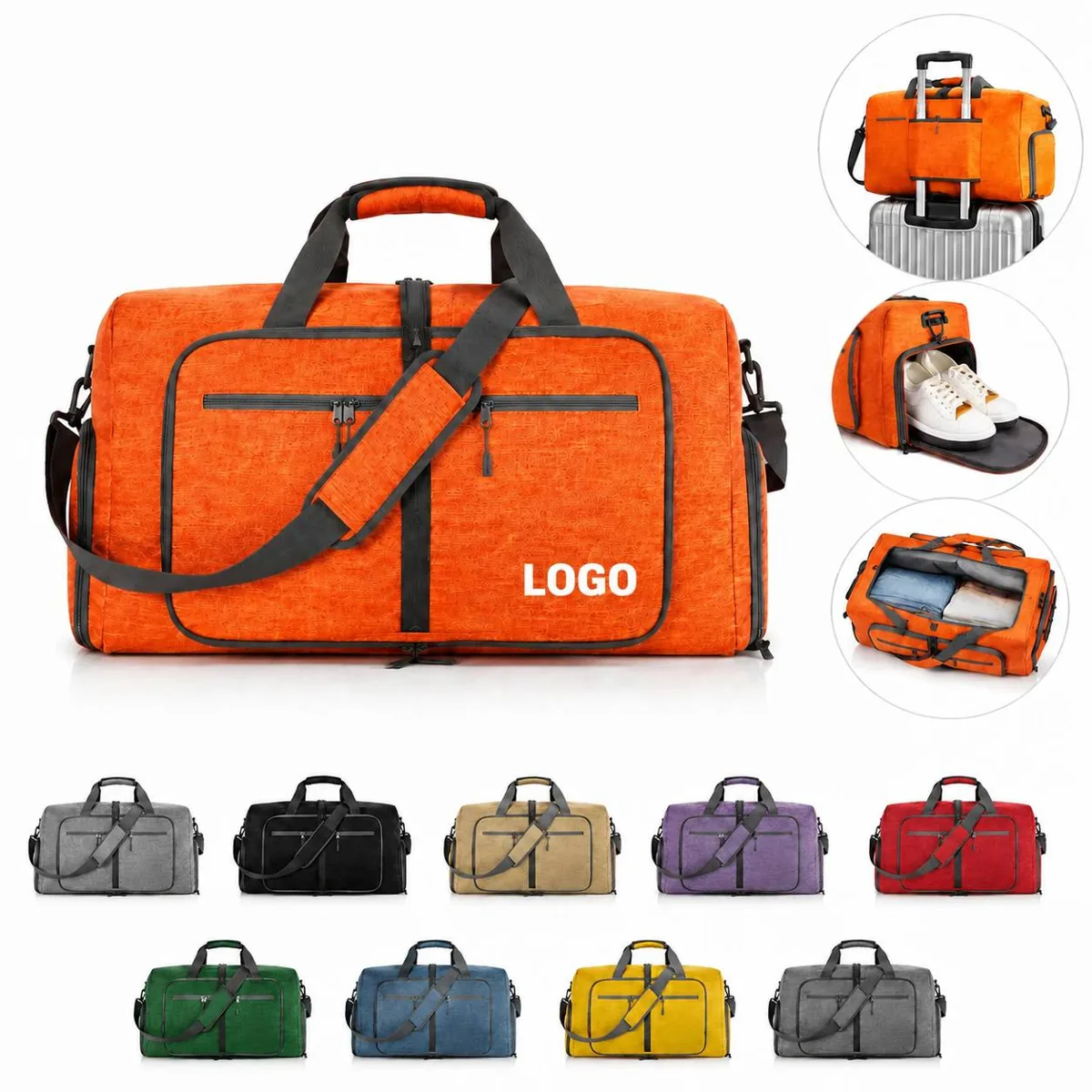 Folding Travel Duffel Bag with Hidden Backpack Straps