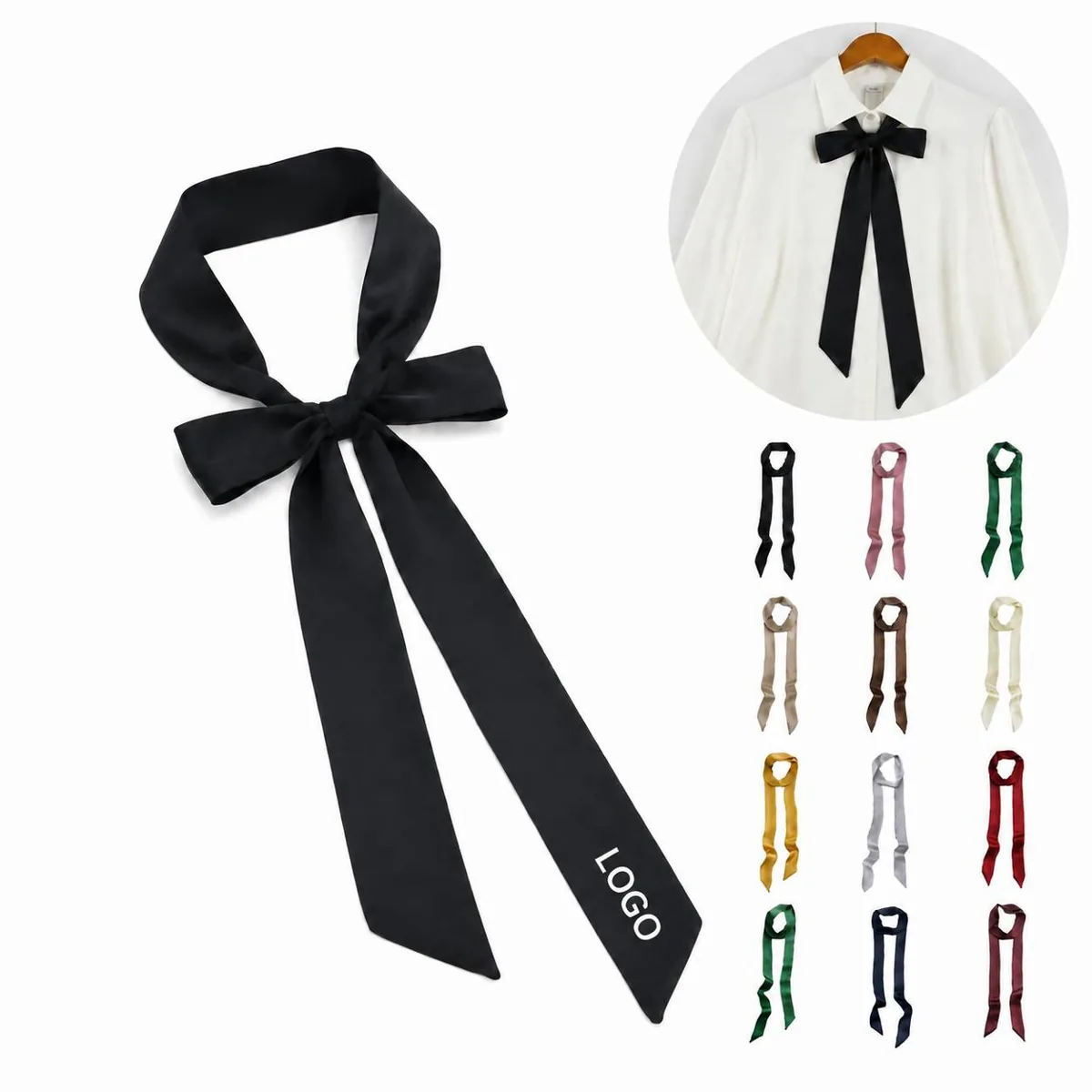 Satin Silk Long Skinny Scarf Women Wedding Party Accessory