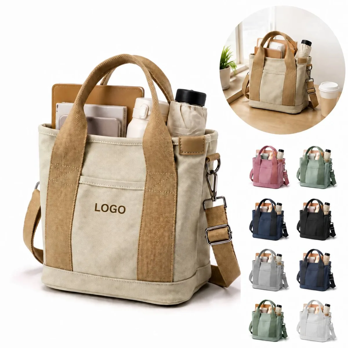 Custom Canvas Tote Bag with Adjustable Shoulder Strap