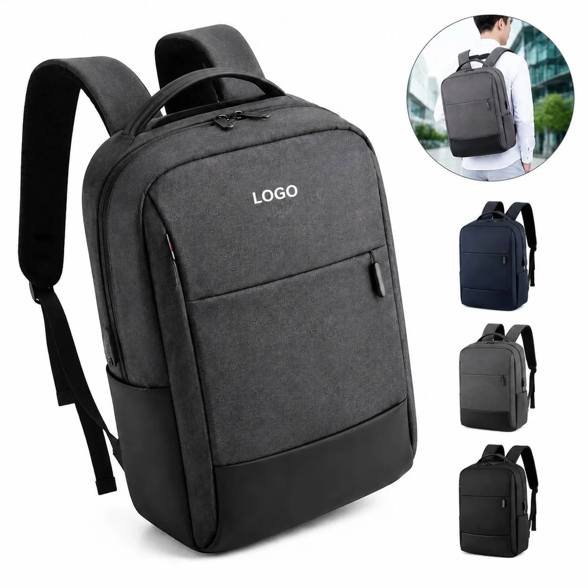USB Charging Business Travel Backpack with Padded Laptop