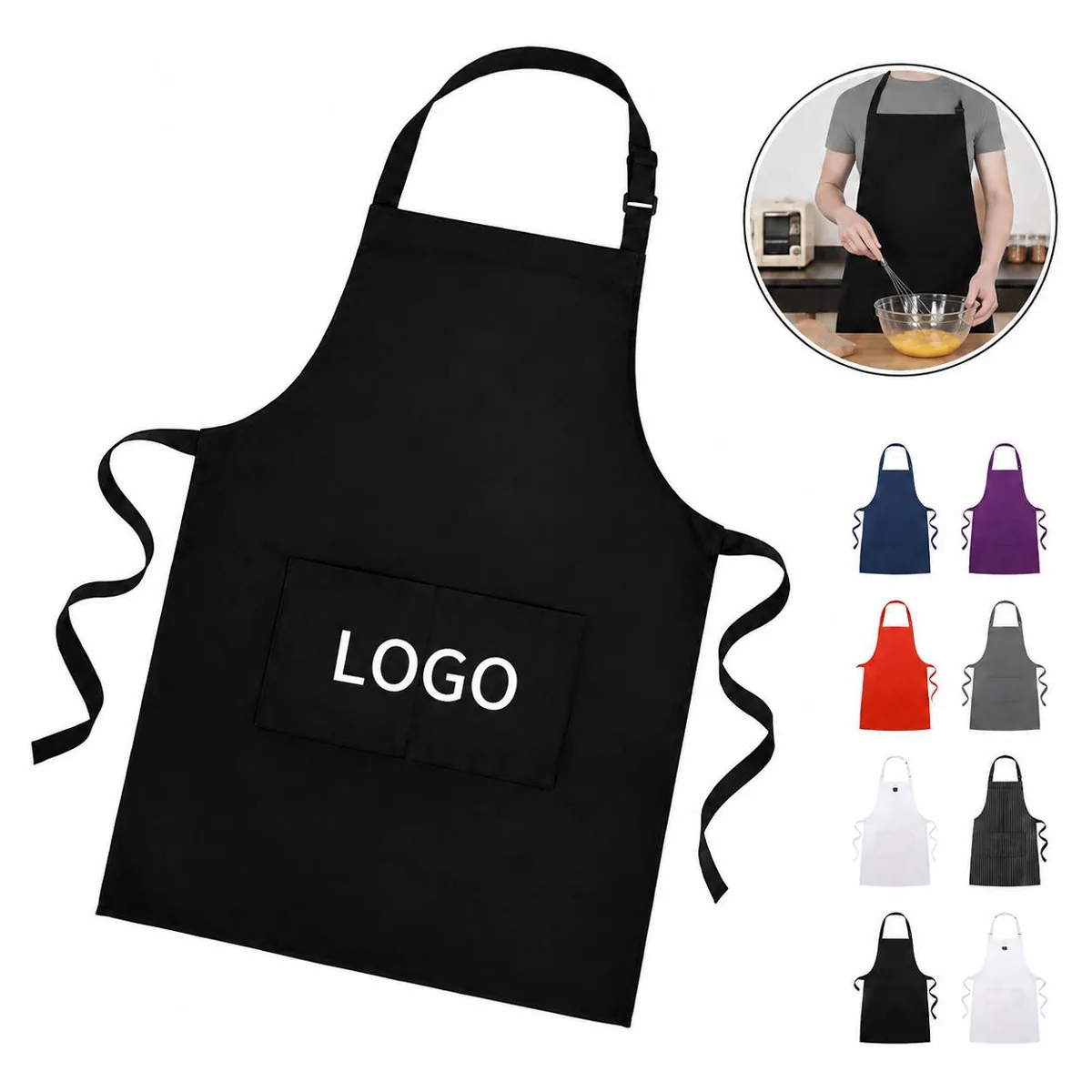 Adjustable Bib Apron for Cooking Baking Gardening, 100%