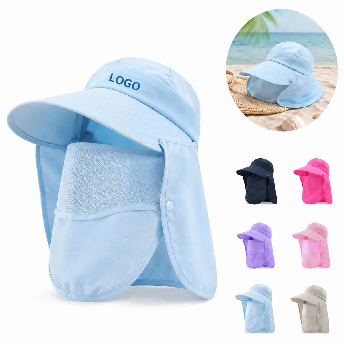 Wide Brim Fishing Sun Hat with Chin Strap for Outdoor