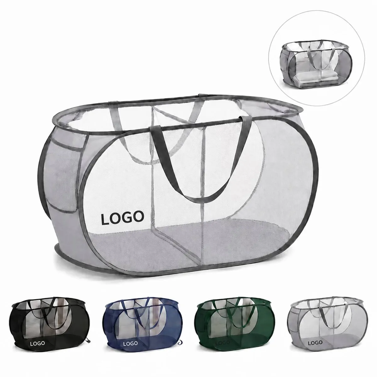 Breathable Mesh Laundry Hamper with Foldable Frame