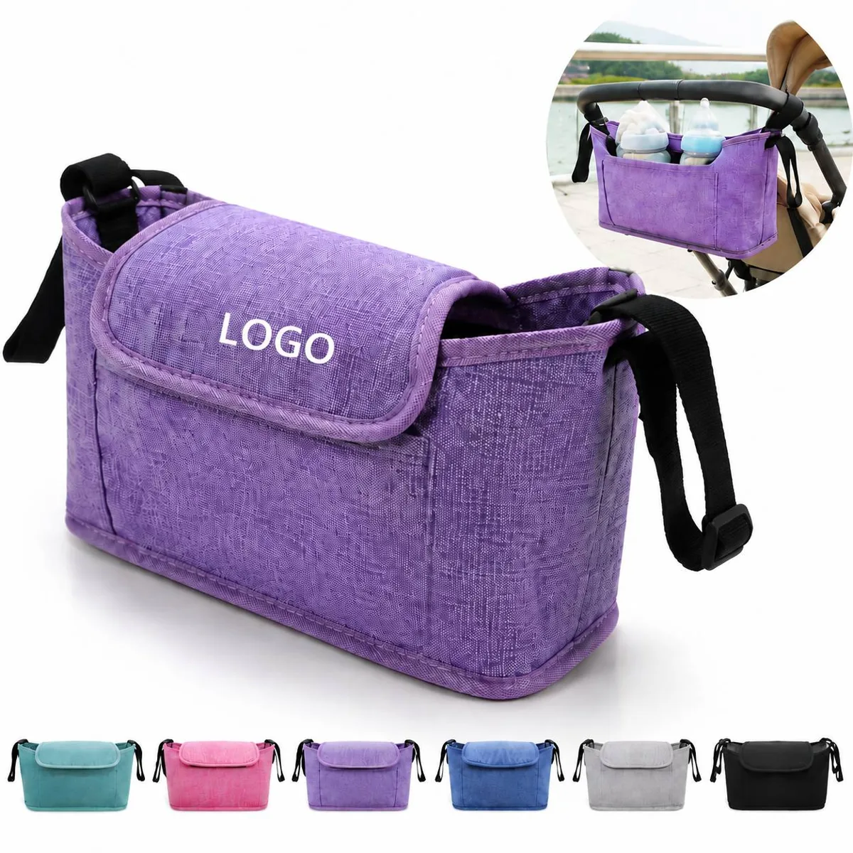 Stroller Hanging Organizer Caddy with Detachable Pockets