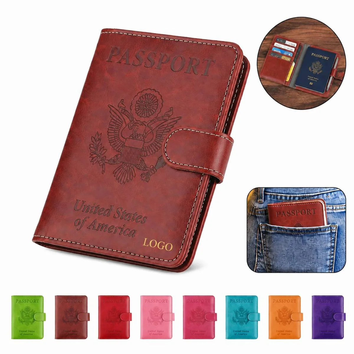 Travel Passport Organizer Wallet with Multiple Card Slots