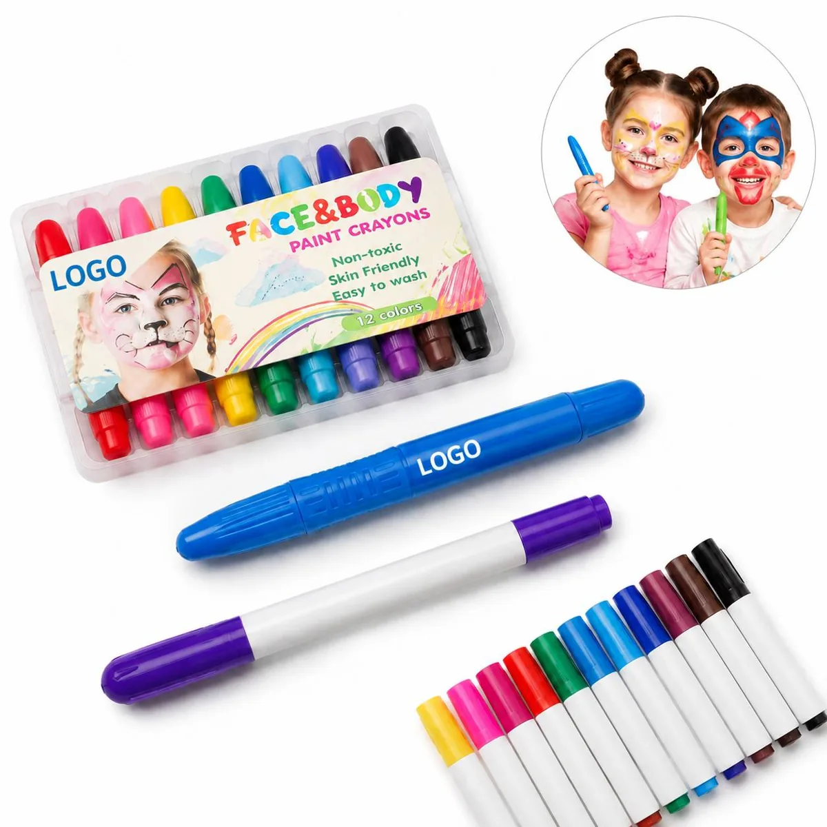 12 Color Temporary Tattoo Body Paint Markers for Party DIY